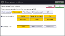 Illustration de l'écran du panneau de commande