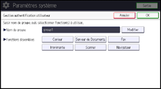 Illustration de l'écran du panneau de commande