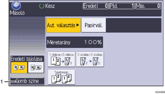 Kezelőpanel képernyőjének számozott jelölésű illusztrálása