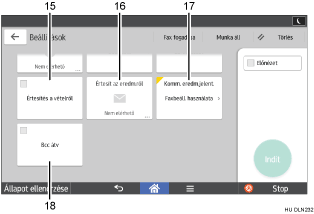 Kezelőpanel képernyőjének számozott jelölésű illusztrálása