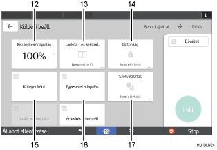 Kezelőpanel képernyőjének számozott jelölésű illusztrálása