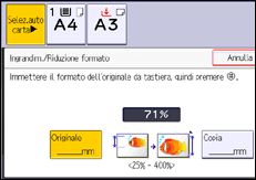 Illustrazione della schermata sul pannello di controllo