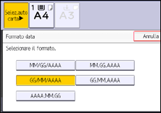 Illustrazione della schermata sul pannello di controllo