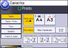 Illustrazione della schermata sul pannello di controllo