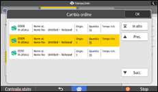 Illustrazione della schermata sul pannello di controllo