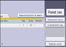 Illustrazione della schermata sul pannello di controllo