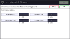 Illustrazione della schermata sul pannello di controllo