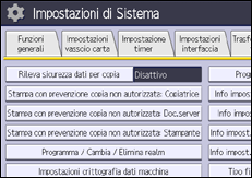 Illustrazione della schermata sul pannello di controllo