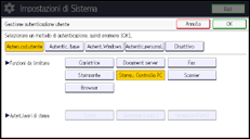 Illustrazione della schermata sul pannello di controllo