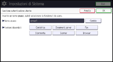Illustrazione della schermata sul pannello di controllo