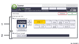 Genummerde afbeelding van het scherm van het bedieningspaneel