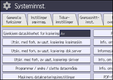 Illustrasjon av betjeningspanel