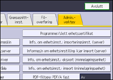 Illustrasjon av betjeningspanel