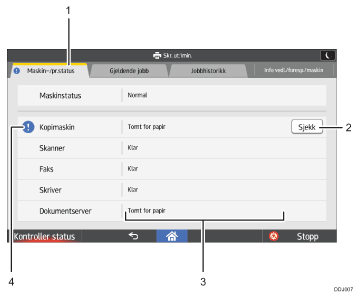 Nummererte illustrasjon av brukerskjermbildet