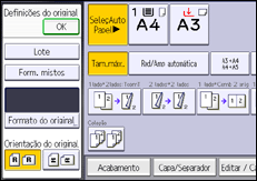 Ilustração do ecrã do painel de operação