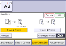 Ilustração do ecrã do painel de operação
