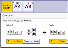 Ilustração do ecrã do painel de operação