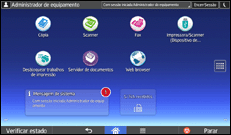 Ilustração do ecrã do painel de operação