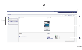 Bild av webbläsarfönster med numrerade detaljer