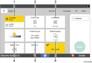 İşlem paneli ekran gösterimi numaralandırılmış balonlu resim