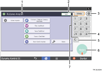 İşlem paneli ekran gösterimi numaralandırılmış balonlu resim