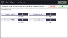 Ilustração da tela do painel de operação