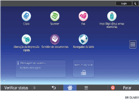 Ilustração da tela do painel de operação