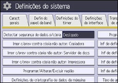 Ilustração da tela do painel de operação