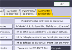 Ilustração da tela do painel de operação