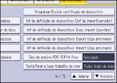 Ilustração da tela do painel de operação
