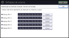 Ilustração da tela do painel de operação
