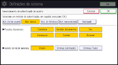 Ilustração da tela do painel de operação