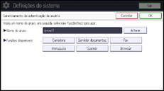Ilustração da tela do painel de operação