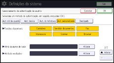 Ilustração da tela do painel de operação
