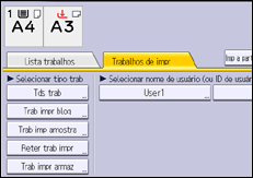 Ilustração da tela do painel de operação
