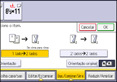 Ilustração da tela do painel de operação