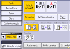 Ilustração da tela do painel de operação