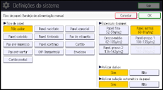 Ilustração da tela do painel de operação