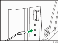 Illustration of connecting the USB interfece cable