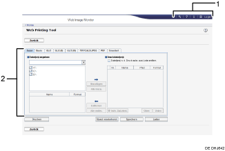 Nummerierte Abbildung des Anwendungsbildschirms