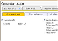 Ilustración de la pantalla panel de mandos
