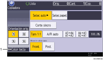 Ilustración con llamadas numeradas de la pantalla del panel de operaciones