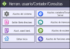 Ilustración de la pantalla del panel de mandos