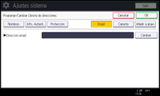 Ilustración de la pantalla del panel de mandos