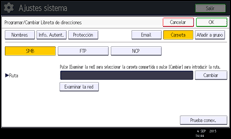 Ilustración de la pantalla del panel de mandos