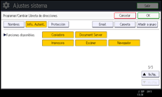 Ilustración de la pantalla del panel de mandos