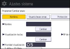 Ilustración de la pantalla del panel de mandos