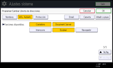 Ilustración de la pantalla del panel de mandos