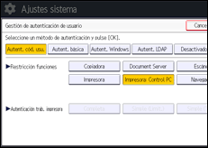 Ilustración de la pantalla panel de mandos