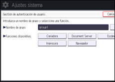 Ilustración de la pantalla panel de mandos